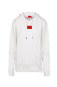 Cotton Hooded White Sweatshirt With Red Logo Label HUGO
