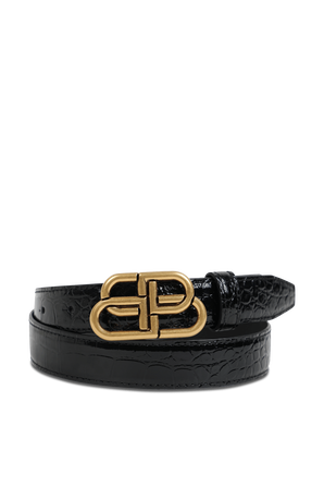 BB Thin Belt in Black Croco BALENCIAGA