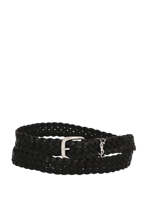 חגורת עור קלועה SAINT LAURENT