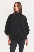 תמונת דוגמן קידמית של BONDED KNIT OVERSIZED MOCK NECK ZIP UP