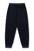 גילאי 4-6 מכנסיים ארוכים כחולים עם לוגו רקום VERSACE KIDS