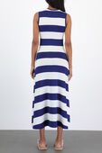 תמונת דוגמן אחורית של Midi Dress With Stripes in Blue and White