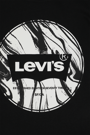 גילאי 4-7 חולצת טי שחורה עם הדפס ממותג LEVI`S KIDS