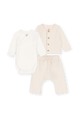 מארז שלושה חלקים - בגד גוף, מכנסיים וחולצה - גילאי 1-18 חודשים PETIT BATEAU