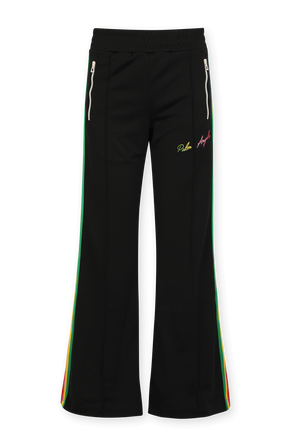 Miami Logo Wide Track Pants in Black and Rainbow PALM ANGELS
