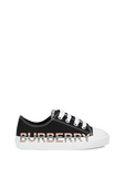 מידות 27-35 נעלי סניקרס שחורות עם כיתוב ממותג משובץ BURBERRY