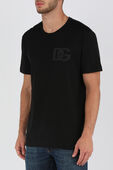 חולצת טי שחורה עם לוגו פאץ' DOLCE & GABBANA
