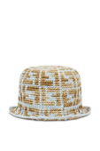 כובע באקט מונוגרמי בגווני לבן ובז' FENDI