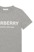 גילאי 3-14 חולצת טי באפור עם לוגו לבן BURBERRY