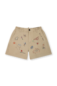 גילאי 4-16 מכנסיים קצרים בגוון קאמל עם איורים צבעוניים DSQUARED2 KIDS