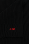 Wool Logo Scarf in Black HUGO