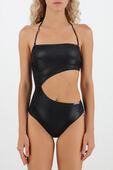 תמונת דוגמן קידמית של Cut Out One Piece Swimsuit in Black