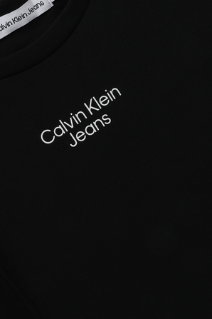 שמלת מיני שחורה עם לוגו לבן CALVIN KLEIN