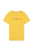 גילאי 8-16 חולצת טי צהובה עם דפוס לוגו בחזה TOMMY HILFIGER KIDS