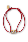 צמיד בד אדום עם לוגו זהב מאבני חן VALENTINO GARAVANI