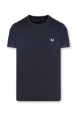 חולצת טי כחולה עם לוגו רקום FRED PERRY