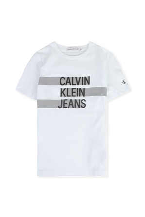 גילאי 4-16 חולצת לוגו בלבן CALVIN KLEIN
