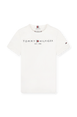 גילאי 8-16 חולצת טי לבנה עם הדפס לוגו TOMMY HILFIGER KIDS