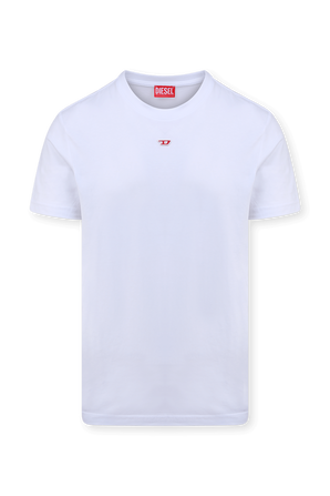 חולצת טי מכותנה בגוון לבן עם פאצ' לוגו בחזית  DIESEL