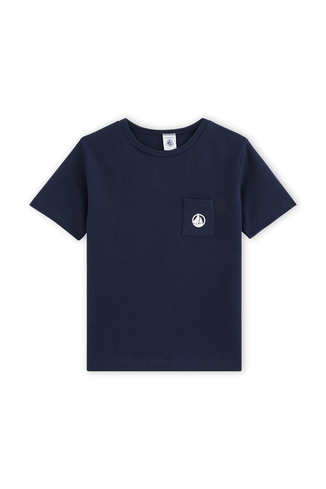 חולצת טי כחולה עם כיס צד - גילאי 3-5 PETIT BATEAU