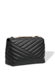 Kira Chevron Small Shoulder Bag in Black TORY BURCH