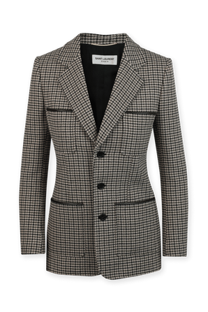בלייזר צמר עם דוגמת פפיטה בגווני שחור ולבן SAINT LAURENT