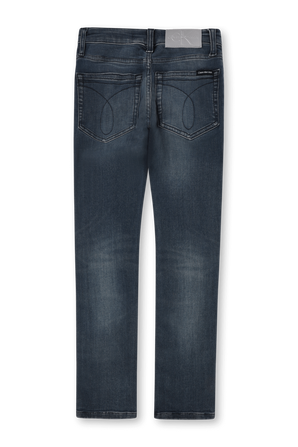 גילאי 4-16 מכנסי סקיני ג'ינס כחולים משופשפים CALVIN KLEIN