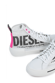 תמונת תקריב של Mesh Logo High Top Sneakers in White