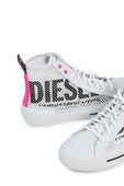 Mesh Logo High Top Sneakers in White DIESEL