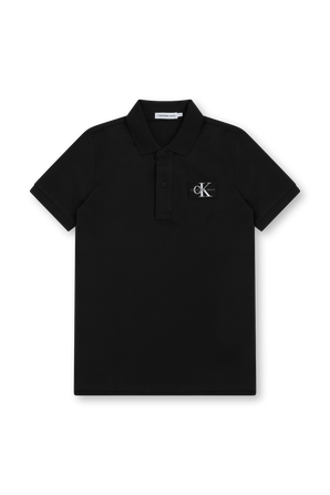 גילאי 6-16 חולצת פולו שחורה עם לוגו מונוגרמי CALVIN KLEIN