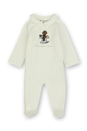 גילאי 1-3 חודשים סט לבן של אוברול ארוך עם דובי רקום וכובע גרב FENDI KIDS
