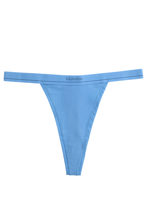 Stretch Cotton Ribbed Logo High-Rise Thong Underwear LULULEMON