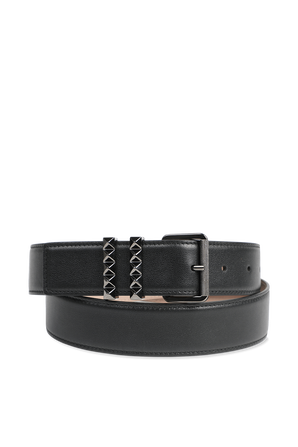 חגורה מעור עם ניטים בצבע שחור VALENTINO