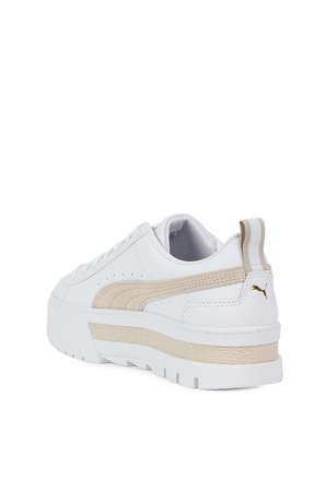 Mayze Leather Sneakers in white and Beige PUMA