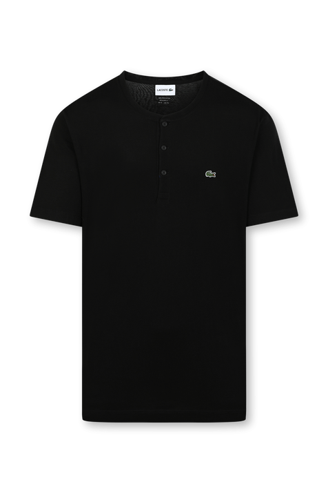 חולצת טי שחורה עם לוגו רקום LACOSTE