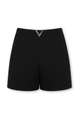 מכנסי קוטור קצרים מצמר ומשי עם לוגו מטאלי VALENTINO
