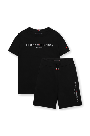 גילאי 8-16 חולצת לוגו טי שחורה TOMMY HILFIGER KIDS