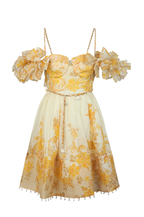 שמלת מיני בגוון צהוב פרחוני ZIMMERMANN
