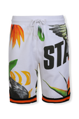 תמונה קידמית של Paradise Print Sweatshort in White