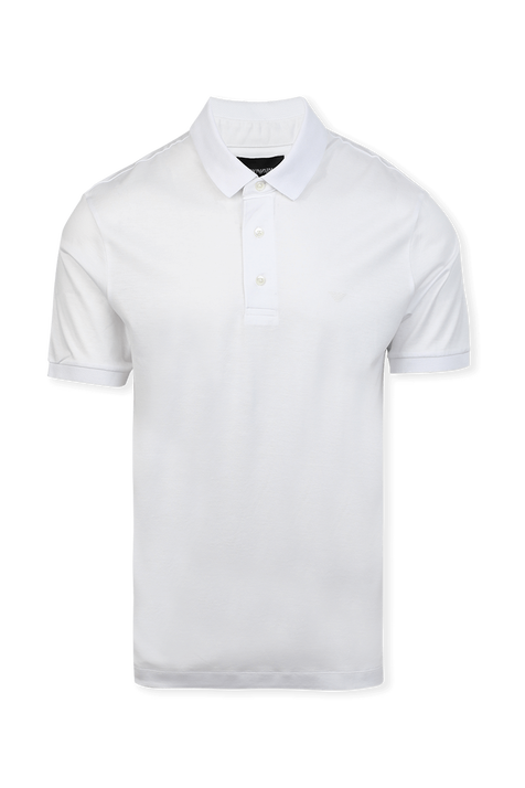 חולצת פולו עם לוגו רקום בגוון לבן EMPORIO ARMANI