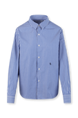 חולצה מכופתרת עם הדפס פסים בגווני כחול ולבן SPORTY & RICH