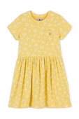 תמונה קידמית של גילאי 6-12 שמלה פרחונית צהובה