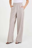 תמונת דוגמן קידמית של Stretch Woven Ruffle-Waist Wide-Leg Pant
