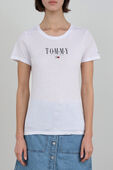 חולצת טי לבנה עם הדפס לוגו TOMMY HILFIGER