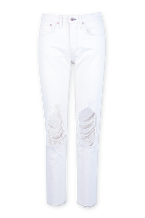 מכנסי ג'ינס בויפרנד רוזה לבנים עם קרעים RAG & BONE