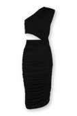 תמונה קידמית של Asymetrical Midi Dress in Black