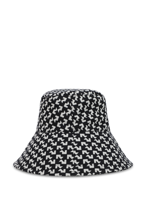 כובע באקט עם דוגמה לוגומאנית בגווני שחור ולבן OFF WHITE