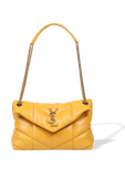 תמונה קידמית של Puffer Small Bag in Mustard Leather