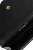 ארנק מעור שחור עם לוגו בגוון זהב SAINT LAURENT