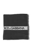 צעיף כותנה ממותג בגווני אפור שחור ולבן DOLCE & GABBANA